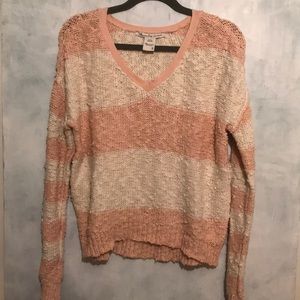 American Rag Cream and Pink Shaggy sweater